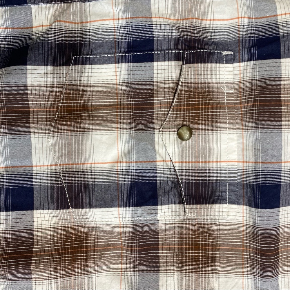 Cowboy Legend Plaid Shirt Brown and Black-Short Sleeve-Pearl Snaps-Size XL - Picture 3 of 5